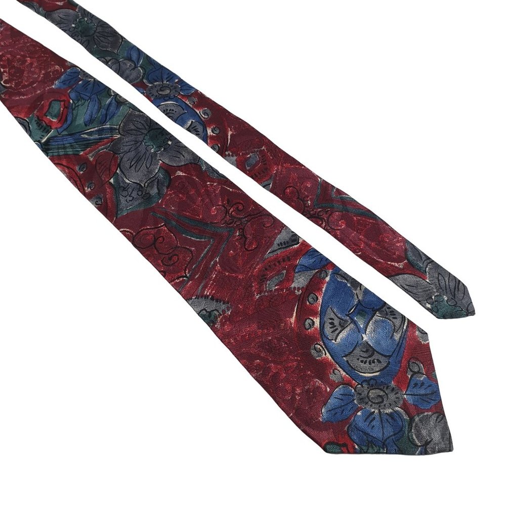 Mezzano Mens Necktie Tie Designer Accessory Maroon Blue Work Office Dad Gift